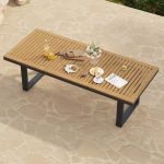 6 - Personen Rechteckiger Holz- & Aluminium-Outdoor-Patio-Esstisch