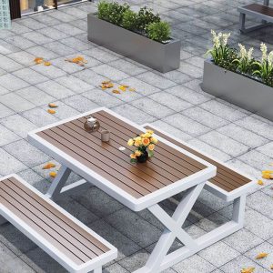 Patio-Esstisch mit Stahlrahmen in Mitternachtsschwarz, Art-Deco-Stil, Schwarz, 66,9"L x 63"B x 29,5"H, Nur Tisch