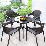 Moderner Tinten-Synthetikmaterial stapelbarer Gartenarmlehnenstuhl mit 4 Stühlen, 22"L x 22"B x 32"H