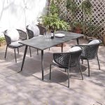 Minimalistischer grauer Aluminium Gartenarmstuhl mit abnehmbarem Kissen, UV-beständig, 1 Stuhl, 24"L x 24"B x 31"H