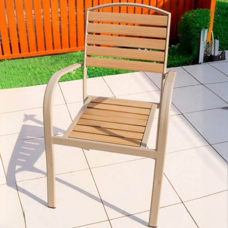 Einfaches Metall-Gartenset mit natürlicher Oberfläche, wetterfest, 7-teiliges Set mit Stühlen, Tisch, 59"L x 35"B x 29"H, Tisch & 6 Stühle