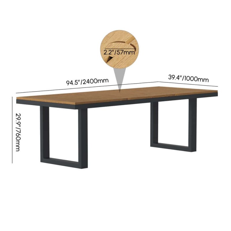 Dimension of 6 - Personen Rechteckiger Holz- & Aluminium-Outdoor-Patio-Esstisch