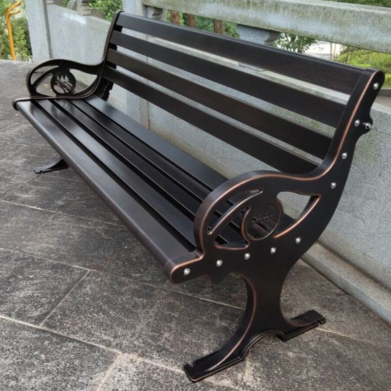 Casual Parkbank mit Aluminium-Sitzfläche in Naturfinish, Holzfarbe, 71"L x 23"B x 29"H
