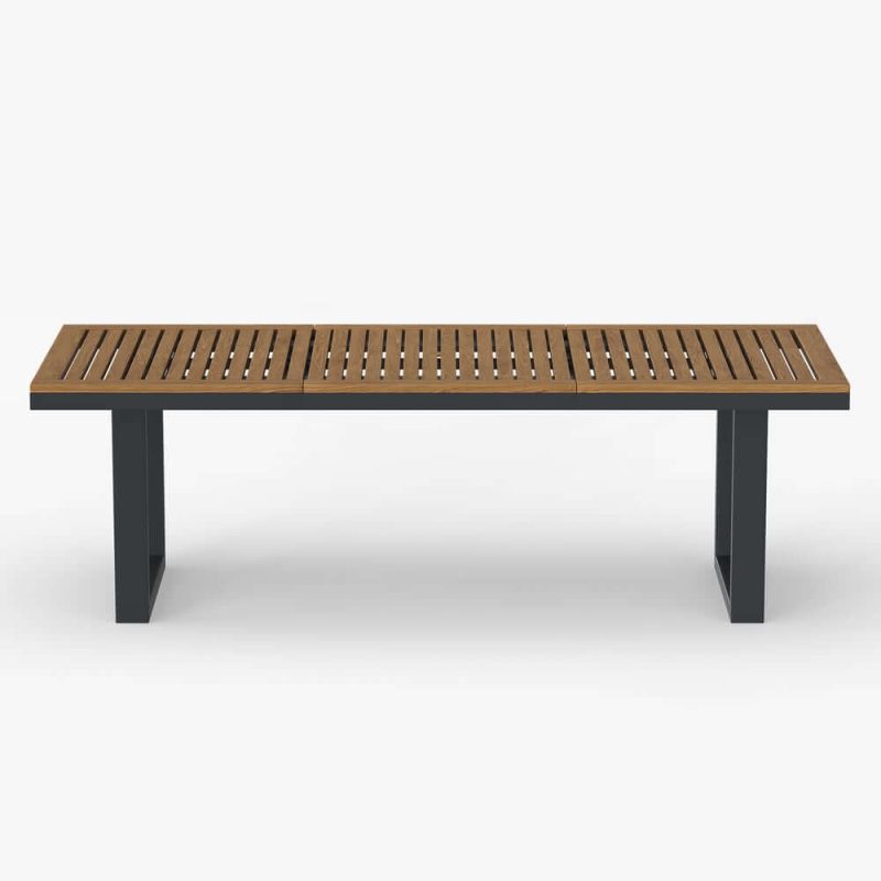 6 - Personen Rechteckiger Holz- & Aluminium-Outdoor-Patio-Esstisch