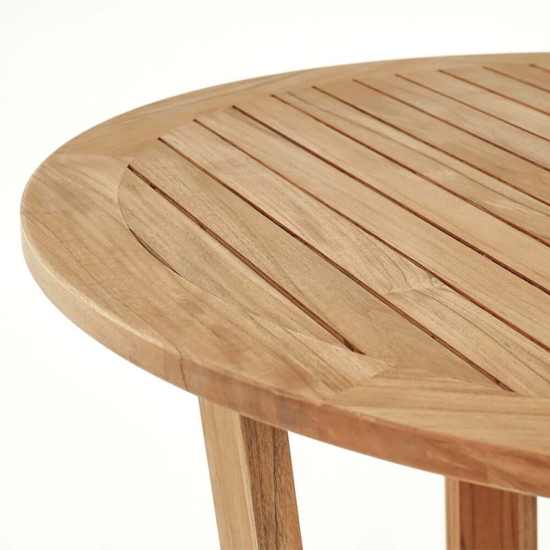 Moderner runder Teakholz-Gartentisch für 6 Personen in Natur
