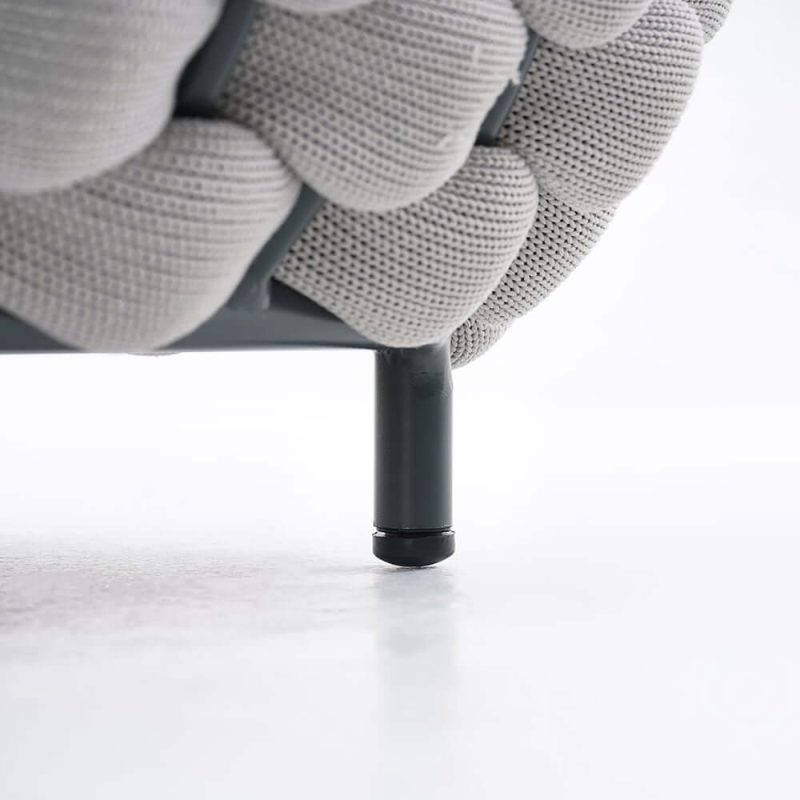 Martic Moderner Aluminium & Seil & Sinterstein-Tischplatte Outdoor-Patio-Couchtisch in Grau