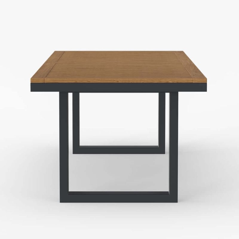6 - Personen Rechteckiger Holz- & Aluminium-Outdoor-Patio-Esstisch