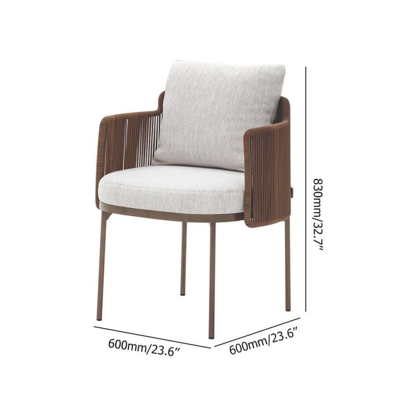 Dimension of 2-teiliges modernes Aluminium & Rattan Outdoor-Patio-Esstischstuhl-Set in Beige & Braun