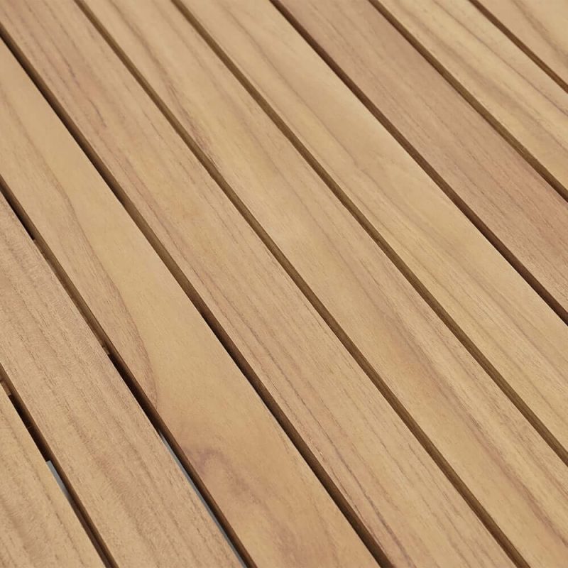 Moderner runder Teakholz-Gartentisch für 6 Personen in Natur