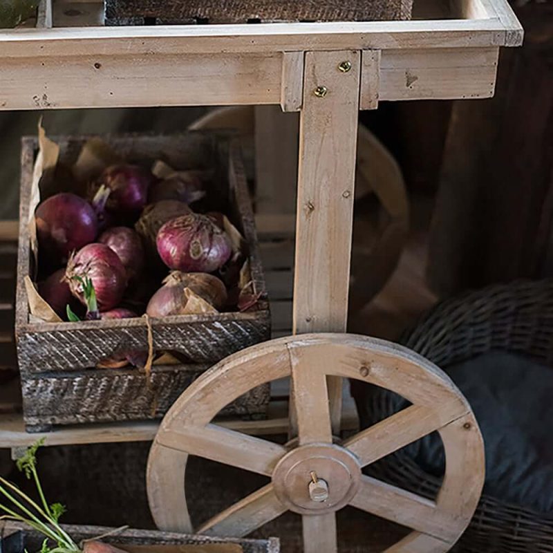 Natürlicher Gartenwagen aus Massivholz Pflanzstand Pflanzbank