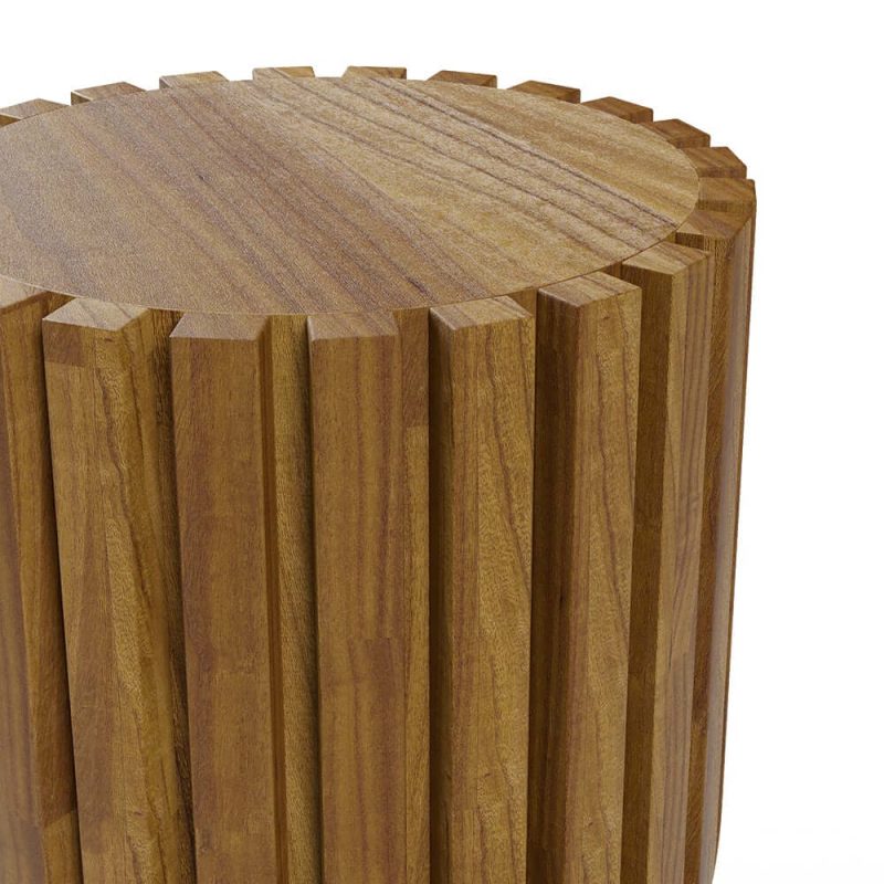 2-teiliges rustikales Rund- & Rechteck-Teakholz-Außen-Couchtisch-Set in Natur