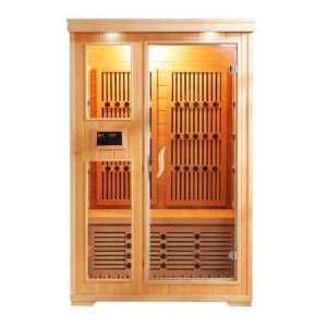 2 Personen leichte Holz Tanne Indoor Lonizer Sauna mit gehärtetem Glas, MP3-Player kompatibel, Boden, 47"L x 39"B x 75"H
