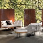 Holzmaserung Teak Sofa, wasserabweisend, für 1 Person, minimalistischer Stil, 1 Teil, mit Polster, 1-Sitzer Sofa