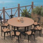 Moderner Orbicular Sepia Holz Gartentisch, 51,2"L x 51,2"B x 29,5"H, Nur Tisch
