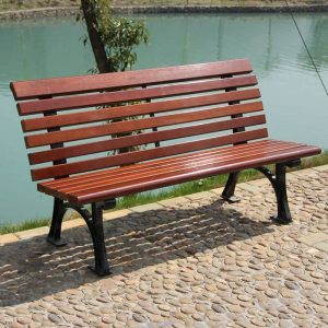 Moderne Gartenbank mit Eisen-Sitz in Sepia und Rückenlehne, 59''L x24"B x 31.5"H