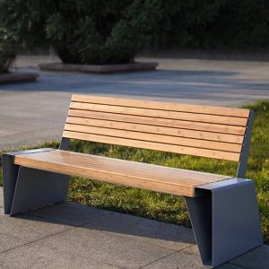 Moderne Gartenbank mit Holzwerkstoff in Grau, Rückenstütze, 79"L x 24"B x 31"H