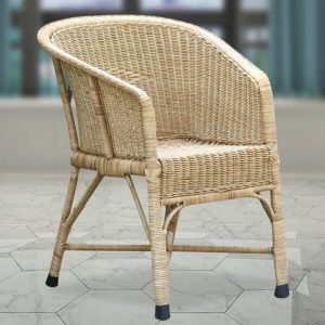 Minimalistischer Rattan Outdoor Armlehnenstuhl in Naturfinish - 1 Stuhl, Naturfinish