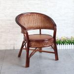 Moderner Terrassen-Armlehnstuhl mit Kakao-Rattan-Rücken, 1 Stuhl, Nussbraun