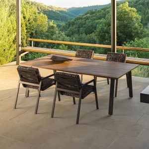 Gepolstertes Outdoor-Essset, wetterfester Cocoa-Tisch, 5-teiliger Stuhl und Tisch, moderner Stil, Tisch & 4 Stühle