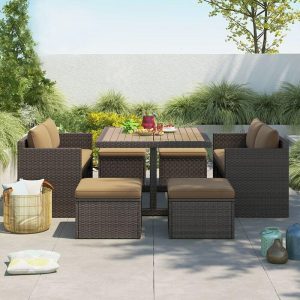 Einfaches taubengraues Plastik Loveseat mit Kissen, für 2 Personen, UV-beständig, 1 Stück, Grau