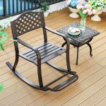 Moderner Outdoor-Seitentisch aus Aluminium in Gunmetal für 2 Personen mit runder/quadratischer Tischplatte und Stauraum - Nur runder Tisch
