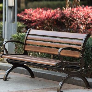 Modische Sepia Aluminium Terrassenbank mit geschwungener Armlehne und Rückenlehne, 59"L x 22"B x 31"H