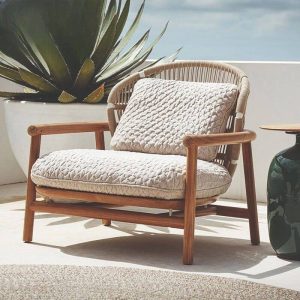 Moderner einfacher Stil Teak Karamell Rahmen Sofa, Platz für 2 mit Kissen, UV-beständig, 1 Stück, 67"L x 35"B x 31"H