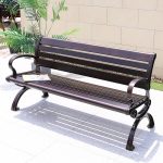 Modische Gartenbank mit Kupfer-Aluminium-Sitzfläche, Kupfer, 59"L x 24"B x 31"H