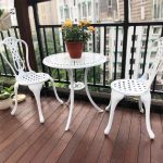 Sonnenbeständiges Outdoor-Barhöhen-Esstischset mit Metall-Tischplatte, Bronzerunder Tisch, 3-teiliges Set mit Stuhl & Tisch, Bronze, Schreibtisch mit 2 Stühlen