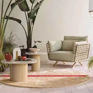 Legierungssofa, UV-beständiger Karamellrahmen, für 3 Personen mit Kissen, trendiger Stil mit Polster, 3-Sitzer Sofa