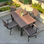 Rostbeständiges modernes Alloy Outdoor-Esszimmerset mit Kakaotisch und Stuhl, 5-teilig, 47,2"L x 31,5"B x 29,5"H, Tisch & 4 Stühle