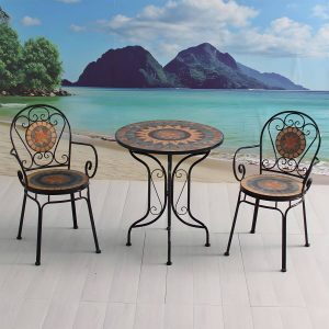 Bohemian Metall-Patio-Esstisch mit Mosaik-Design und wasserdichter Beschichtung - Nur Tisch 31,5"L x 31,5"B x 29,5"H Bronze