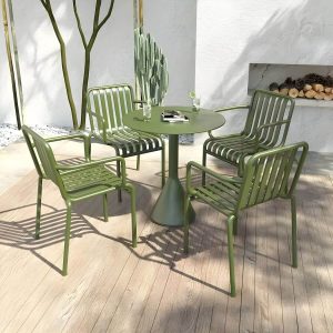 Zeitgenössischer Outdoor-Rund-/Quadrattisch Eisen Rostbeständiger Couchtisch - Grünes Quadrat Nur Tisch