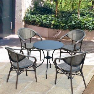Stoff Rund Sonnenschutz Outdoor Bistro-Set mit Tintentisch und Stuhl, 3-teiliges Set, Tisch mit 2 Stühlen