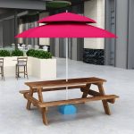 Zeitgenössischer Massivholz-Picknicktisch rechteckig wasserfester Picknicktisch - Holzfarbe Tisch 63"L x 24"B x 28"H nur Tisch