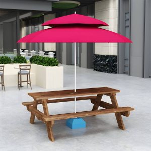Zeitgenössischer Massivholz-Picknicktisch rechteckig wasserfester Picknicktisch - Holzfarbe Tisch 63"L x 24"B x 28"H nur Tisch