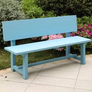 Zeitgenössisches Holz-Gartenbänkchen mit Rückenlehne in unfertiger Farbe/Kreide/Azur - Weiß 59"L x 15"B x 31"H