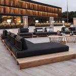 9-teiliges Set Outdoor-Sofagruppe, Auburn & Lumber Beistelltisch, Schwarz, Schwarz & Leinen, 9-teiliges Set (3 Stühle & Ottoman & Chaise Lounge & 4 Couchtische)