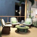Zeitgenössisches Sofa mit Holzrahmen in Holzfarbe, Naturholz, UV-beständig für 1 Person mit Kissen, 1 Stück, 1-Sitzer Sofa
