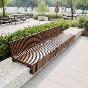 Modische Gartenbank mit Sepia-Holzwerkstoff und Rücken, Braun, 79"L x 23"B x 18"H