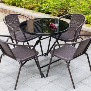 Modish 3-teiliges Outdoor-Bistro-Set mit Sitzmöbeln aus Legierung, wetterfest, Mitternachtsschwarz, inklusive Stühle und Tisch, 31,5"L x 31,5"B x 31,5"H, Schreibtisch mit 2 Stühlen