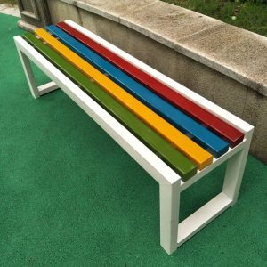 Mehrfarbige Modern Engineered Wood Picknickbank, Mehrfarbig, Weiß, 59"L x 16"B x 18"H