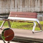 Modische Gartenbank mit Rückenlehne und Sepia Ingenieurholz-Sitzfläche, 79"L x 24"B x 29"H