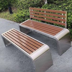 Übergangsweise wasserdichte Karamell-Patio-Bank mit Edelstahlrahmen, U-Form, 59"L x 17"B x 16"H