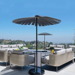 Einfaches graues Metallrahmen-Einzelsitz-Sofa mit synthetischem Material gepolsterter Rückenlehne, UV-beständiger Stuhl, 1-Sitzer Sofa