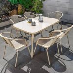 Feuerfestes Patio-Essset mit rechteckigem Tisch und Stühlen, 5-teilig, 51"L x 31"B x 28"H, Tisch & 4 Stühle