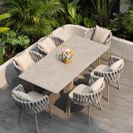Einfacher Aluminium Metall Terrassen Armlehnenstuhl mit Haferflocken Polsterung, UV-Schutz, abnehmbare Kissen, 2 Stühle, Schwarz, 2-teiliges Set