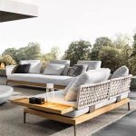 Einfaches Loveseat für 2 Personen, 1 Stück, wasserfester Holzrahmen mit Kissen und Polster, Loveseat, Teak
