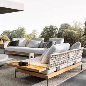 Einfaches Loveseat für 2 Personen, 1 Stück, wasserfester Holzrahmen mit Kissen und Polster, Loveseat, Teak