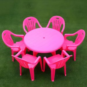 Outdoor-Plastik-Patio-Tisch im zeitgenössischen Stil in runder/quadratischer Form - Rosa 43"L x 43"B x 27,5"H Nur Tisch